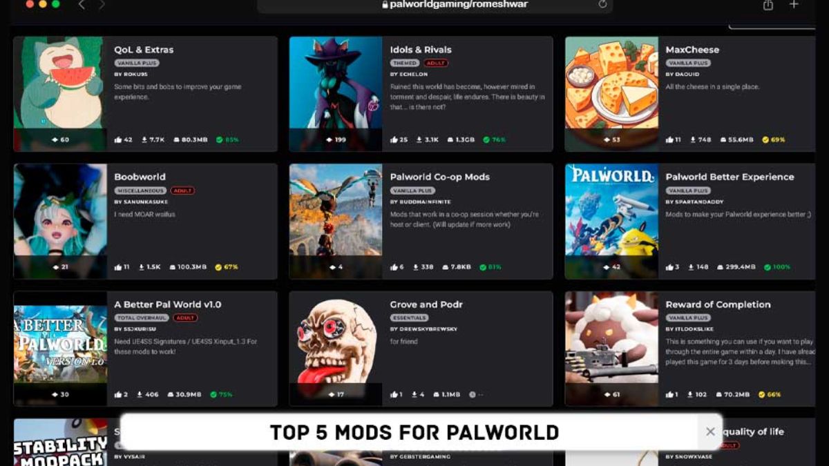 Top 5 Mods for Palworld