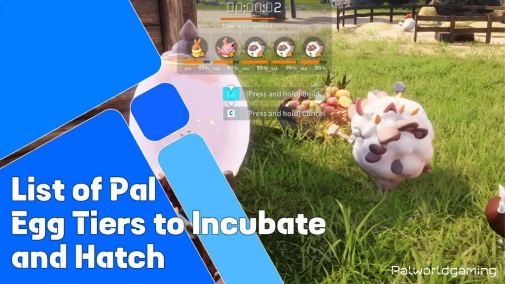 List Of Pal Egg Tier To Incubate And Hatch in PalworldList Of Pal Egg Tier To Incubate And Hatch in Palworld