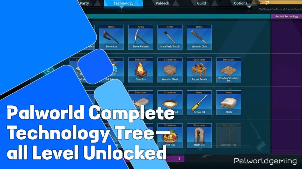 Palworld Complete Technology Tree