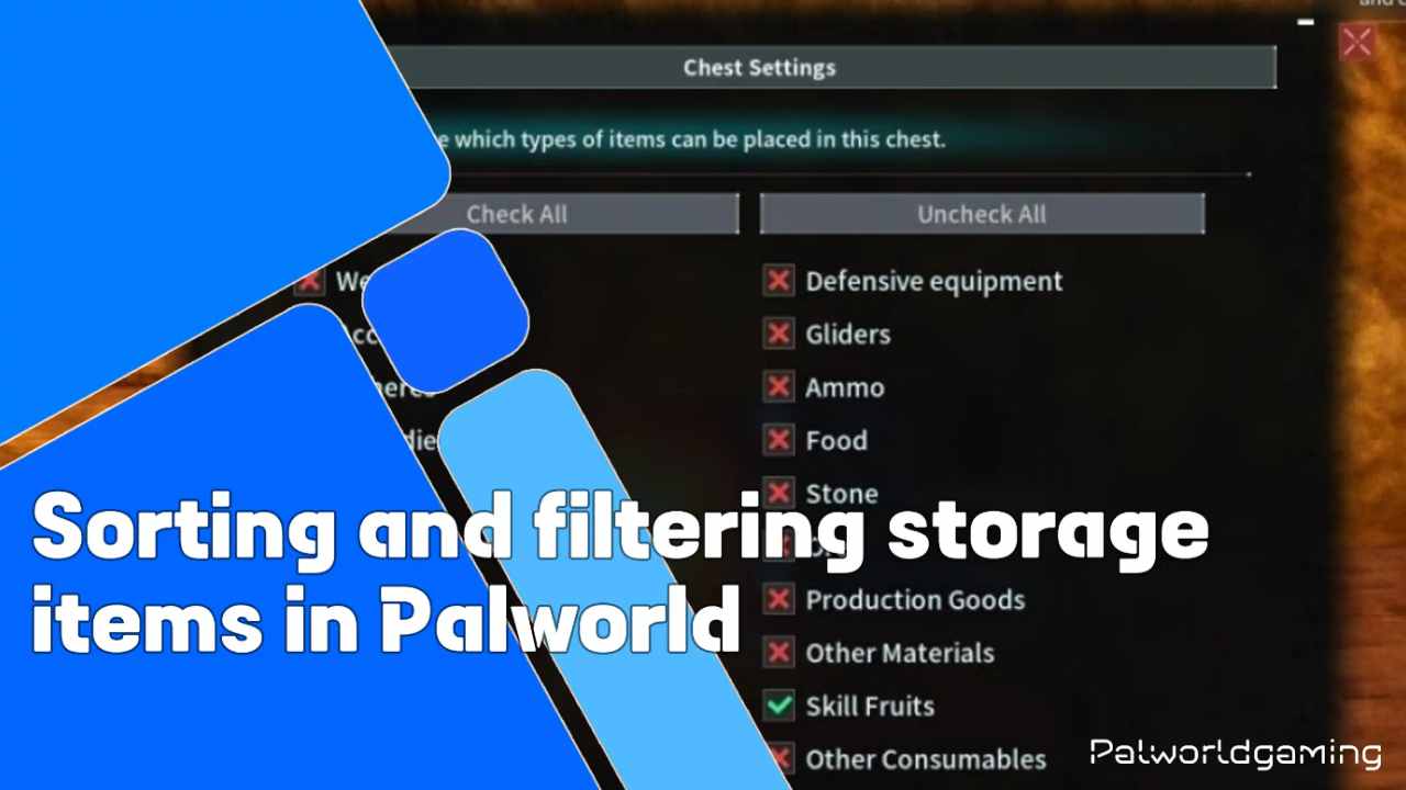 Sorting And Filtering Storage Items In Palworld